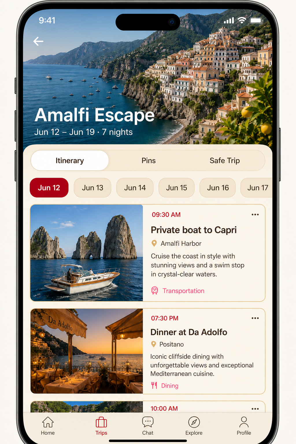 Traveler day-by-day itinerary